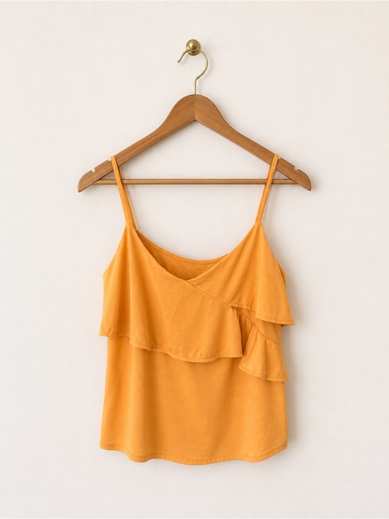 H&M Tops - H&M Orange Ruffle-Front Spaghetti Strap Tank